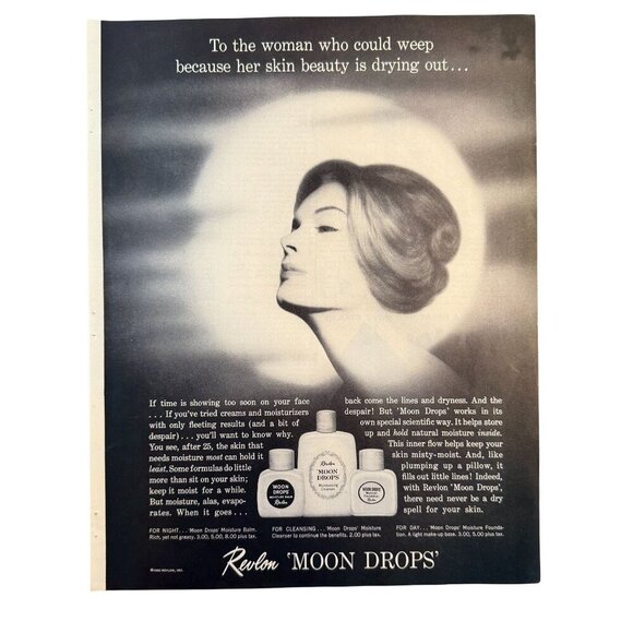 Vintage 1961 Revlon Moon Drops Cleanser Beauty Advertisement Print Ad - Picture 1 of 3
